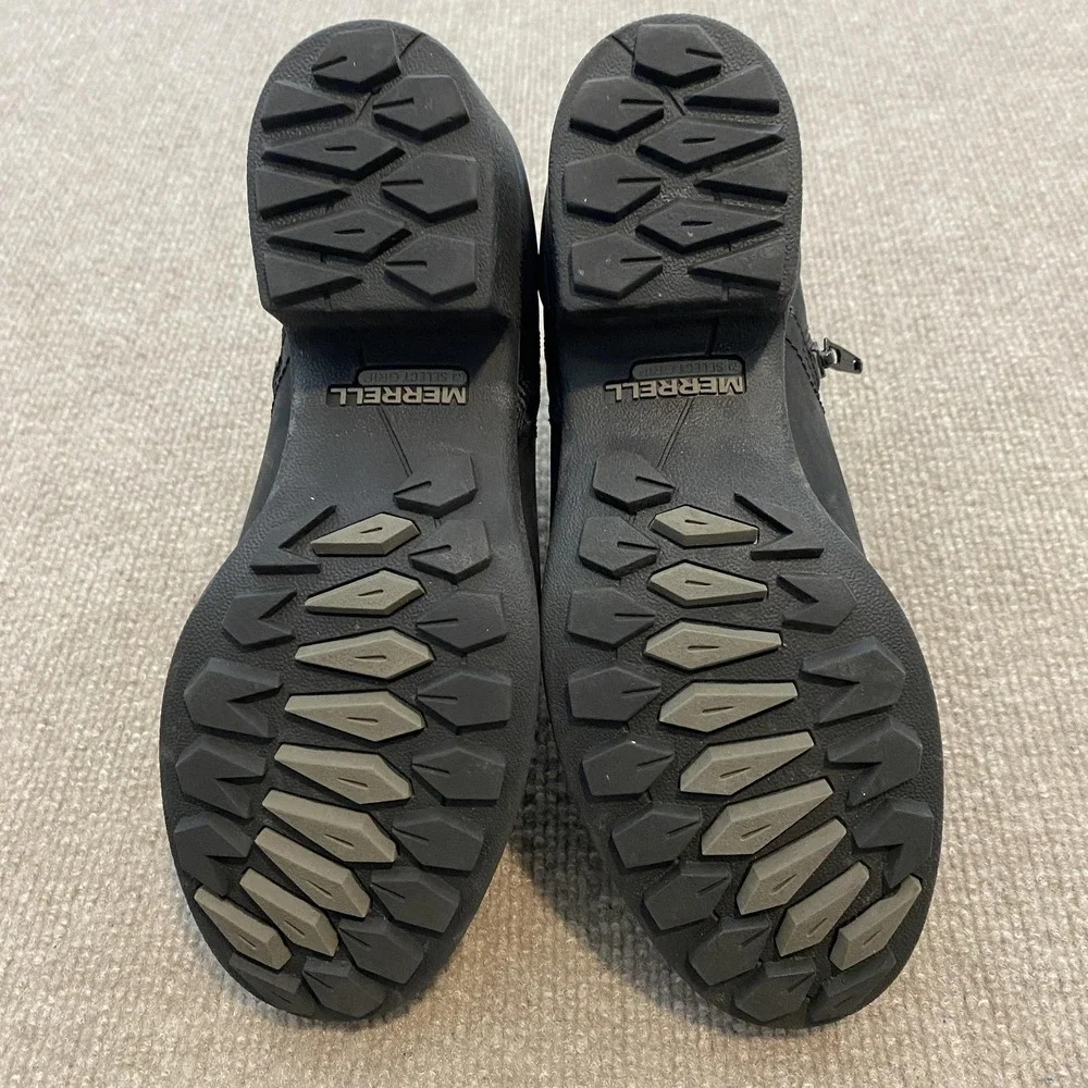 Merrell Booties Womens Size 8 Black Wool Blend Ankle Zip Lug‎ Sole J000886